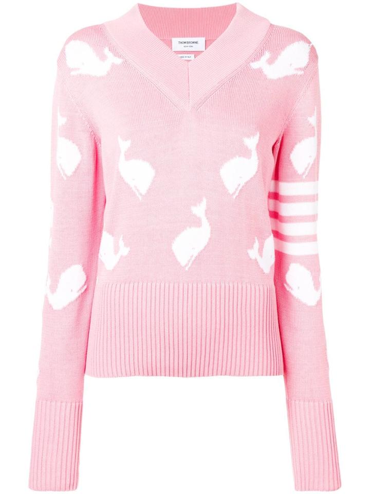 Thom Browne 4-bar Whale Icon Intarsia Pullover - Pink