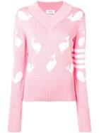Thom Browne 4-bar Whale Icon Intarsia Pullover - Pink
