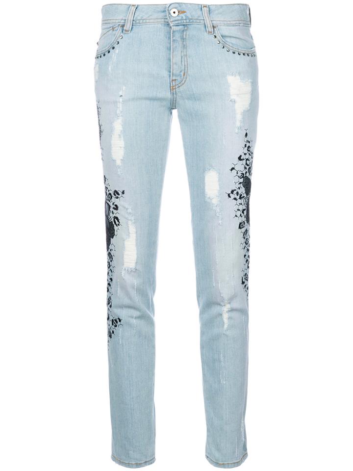 Just Cavalli Embroidered Applique Jeans - Blue