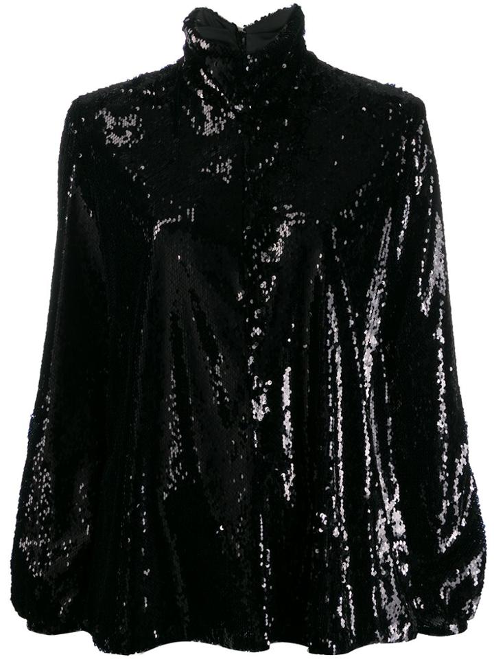 Racil Sequin Roll Neck Top - Black