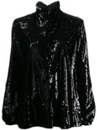 Racil Sequin Roll Neck Top - Black