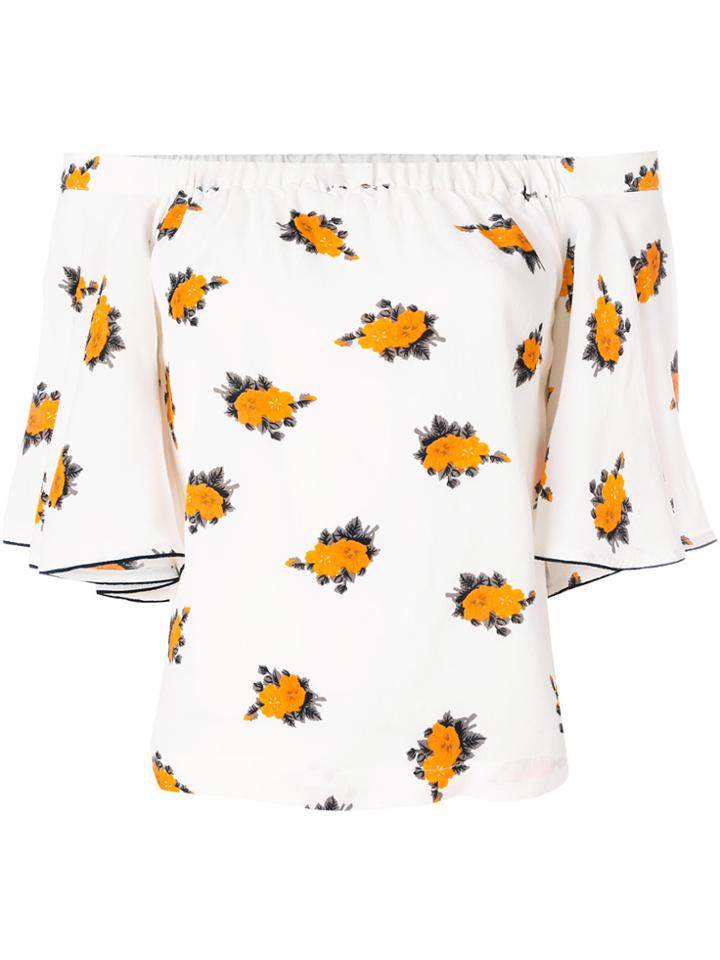 Ganni Printed Crepe Top - White