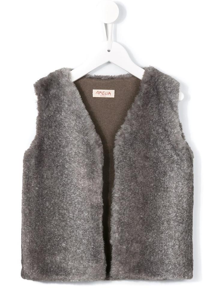 Amelia Milano Faux Fur Gilet, Girl's, Size: 6 Yrs, Brown