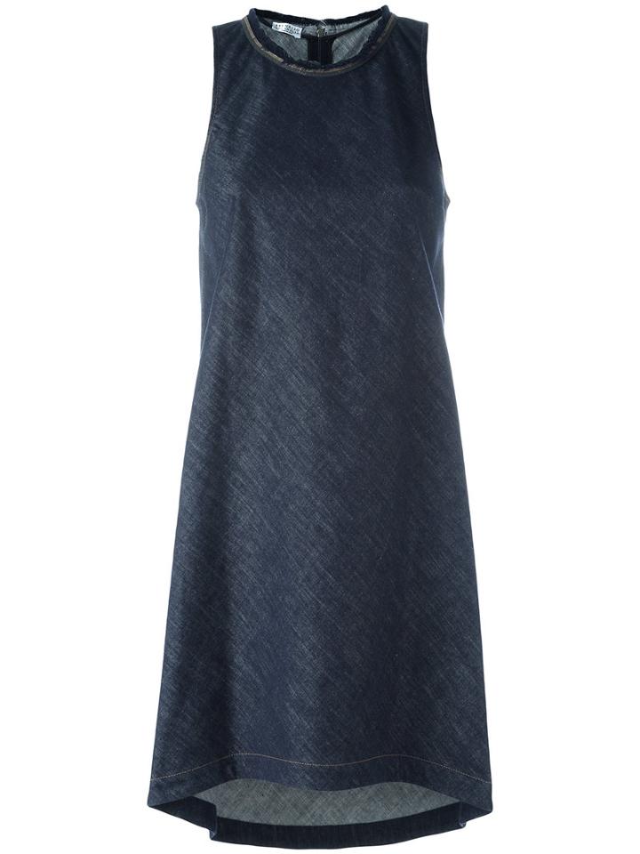 Brunello Cucinelli - Frayed Neck Dress - Women - Cotton - L, Women's, Blue, Cotton
