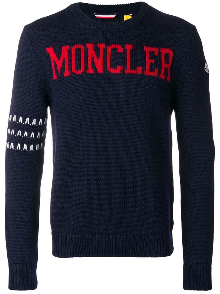 Moncler Moncler 1952 Logo Intarsia Sweater - Blue