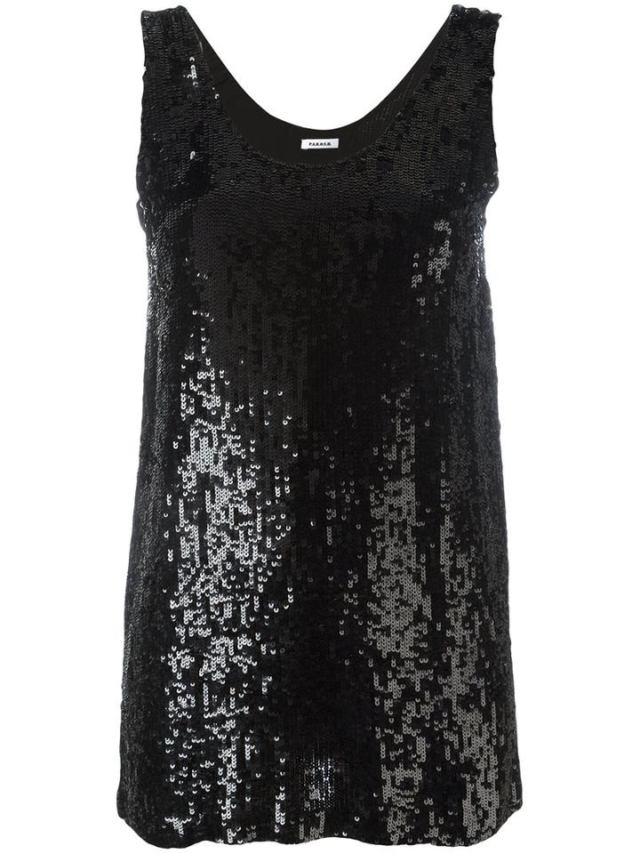 P.a.r.o.s.h. Sequin Tank Top, Women's, Size: Xs, Black, Viscose/pvc