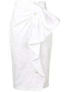 Max Mara Ruffled Pencil Skirt - White
