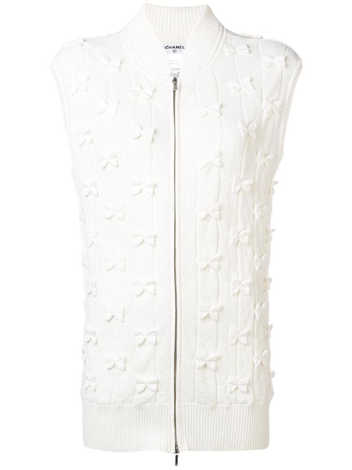 Chanel Vintage Bow Detail Sleeveless Jacket - White