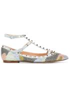Valentino Garavani Rockstud Ballerinas, Women's, Size: 36, Blue, Goat Skin/leather/glass