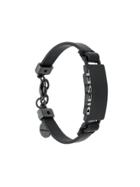 Diesel Logo Leather Bracelet - Black