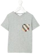 Burberry Kids - Checked Chest Pocket T-shirt - Kids - Cotton - 8 Yrs, Grey