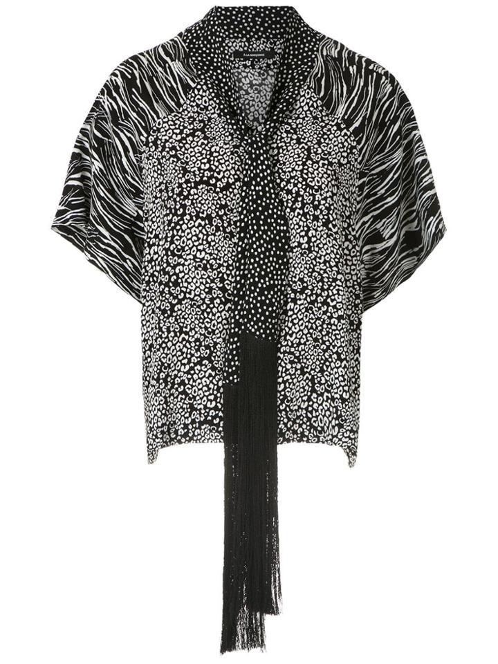 À La Garçonne Fringed Shawl Blouse - Black