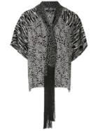 À La Garçonne Fringed Shawl Blouse - Black