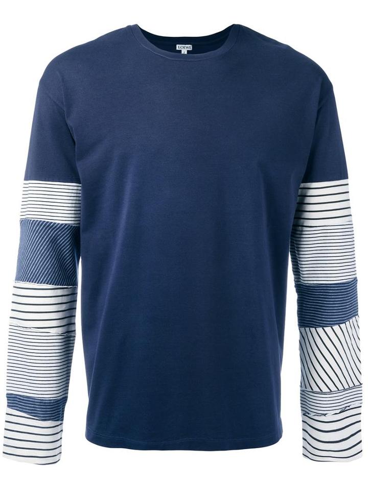 Loewe Long Sleeved Patchwork T-shirt, Men's, Size: Xl, Blue, Cotton