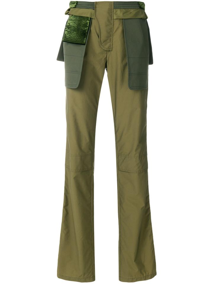 Valentino Layered Straight-leg Trousers - Green