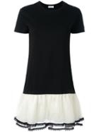 Red Valentino Ruffled Layered Skirt Dress, Women's, Size: Medium, Black, Cotton/polyamide/polyester
