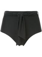 Peony Tie Belt Hi Waisted Bikini Bottoms - Black