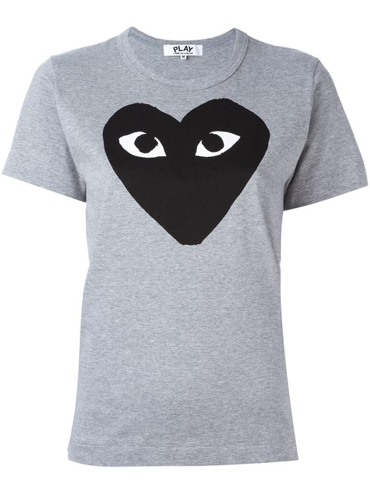 Comme Des Garçons Play Heart Print T-shirt, Women's, Size: Medium, Grey, Cotton
