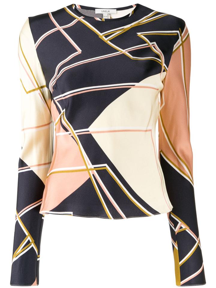 Layeur Mitchell Grid Print Top - Blue
