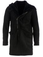 Giorgio Brato Hooded Coat, Men's, Size: 48, Black, Sheep Skin/shearling