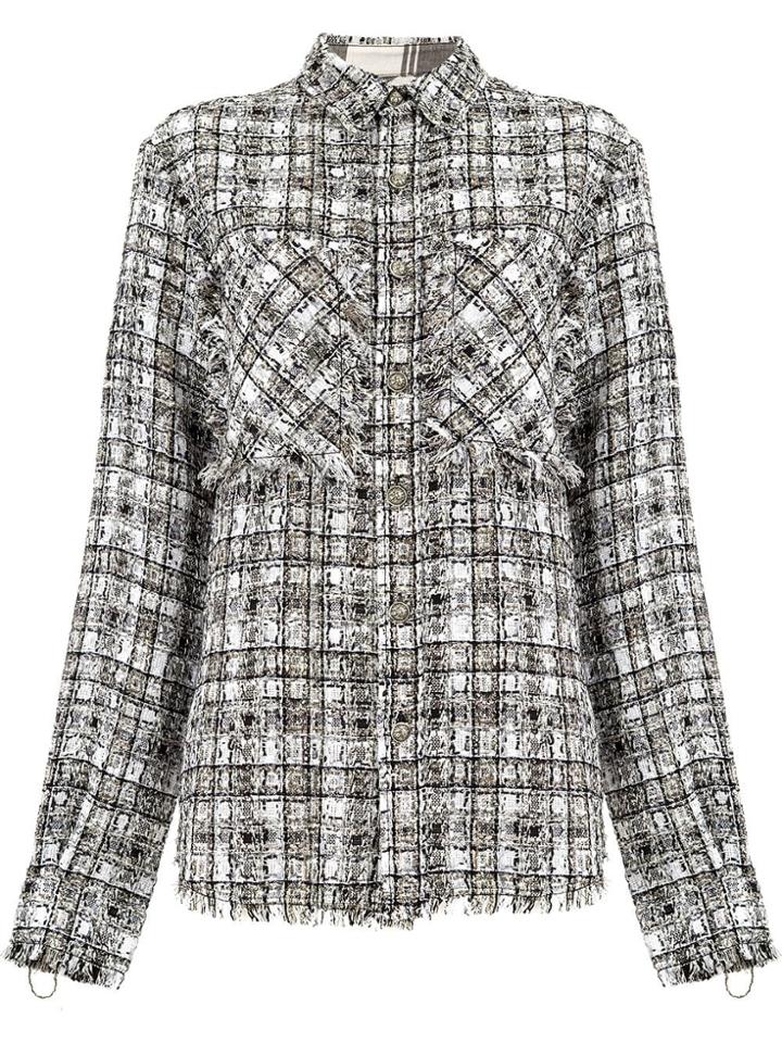 Faith Connexion Checked Tweed Jacket - Grey