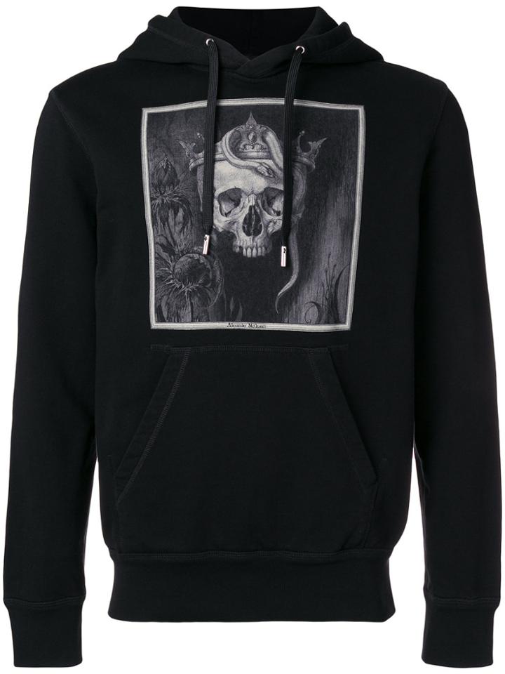 Alexander Mcqueen Skull Print Hoodie - Black