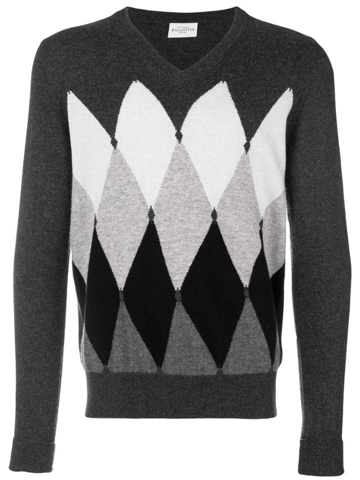 Ballantyne Cashmere Intarsia Knit Sweater - Grey