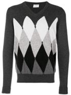 Ballantyne Cashmere Intarsia Knit Sweater - Grey
