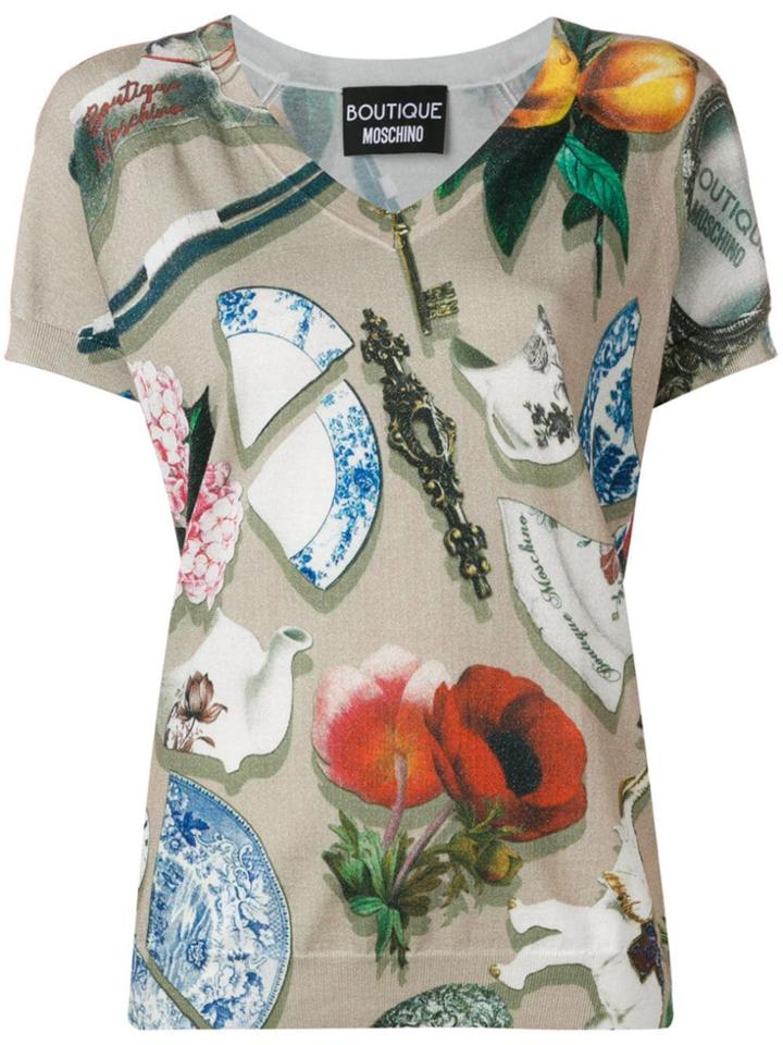 Boutique Moschino Printed Knit Top - Neutrals