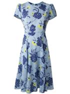 P.a.r.o.s.h. Shortsleeved Floral Print Dress, Women's, Size: Medium, Blue, Silk/spandex/elastane