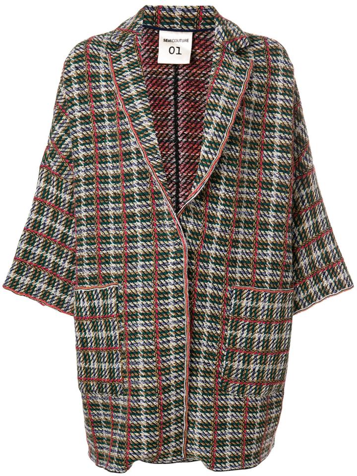 Semicouture Printed Oversized Coat - Green