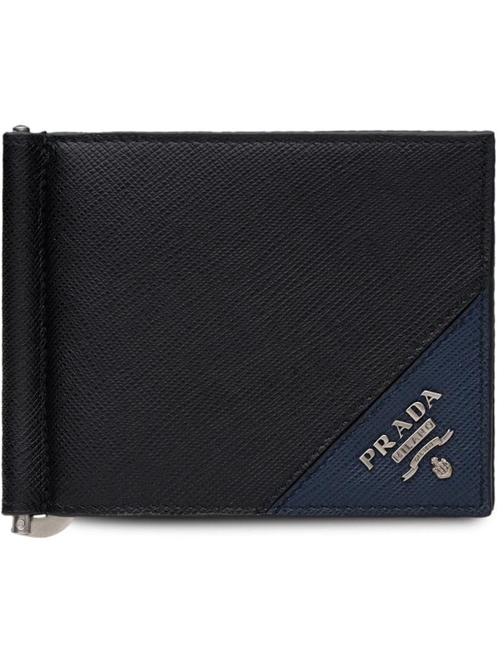 Prada Two-tone Logo Wallet - Black