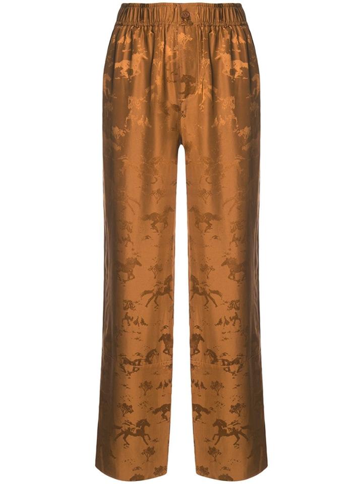 Ganni Horse Print Pyjama Trousers - Brown