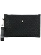 Versace Greek Keys Embossed Pouch - Black