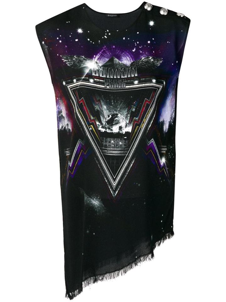Balmain Asymmetric Tank Top - Black