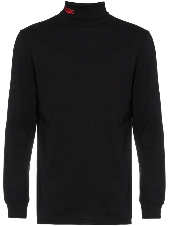 032c Black Embroidered Logo Turtleneck