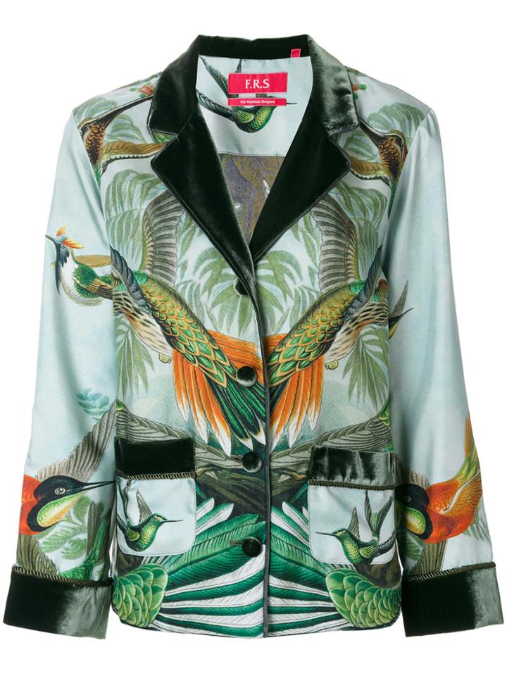 F.r.s For Restless Sleepers Forest And Bird Print Blazer - Green