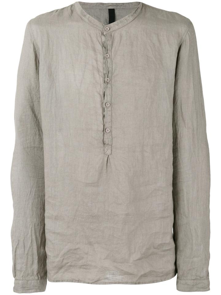 Poème Bohémien - Mandarin Neck Shirt - Men - Linen/flax - 54, Grey, Linen/flax