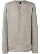 Poème Bohémien - Mandarin Neck Shirt - Men - Linen/flax - 54, Grey, Linen/flax