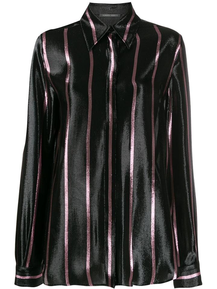 Alberta Ferretti Striped Button Shirt - Black