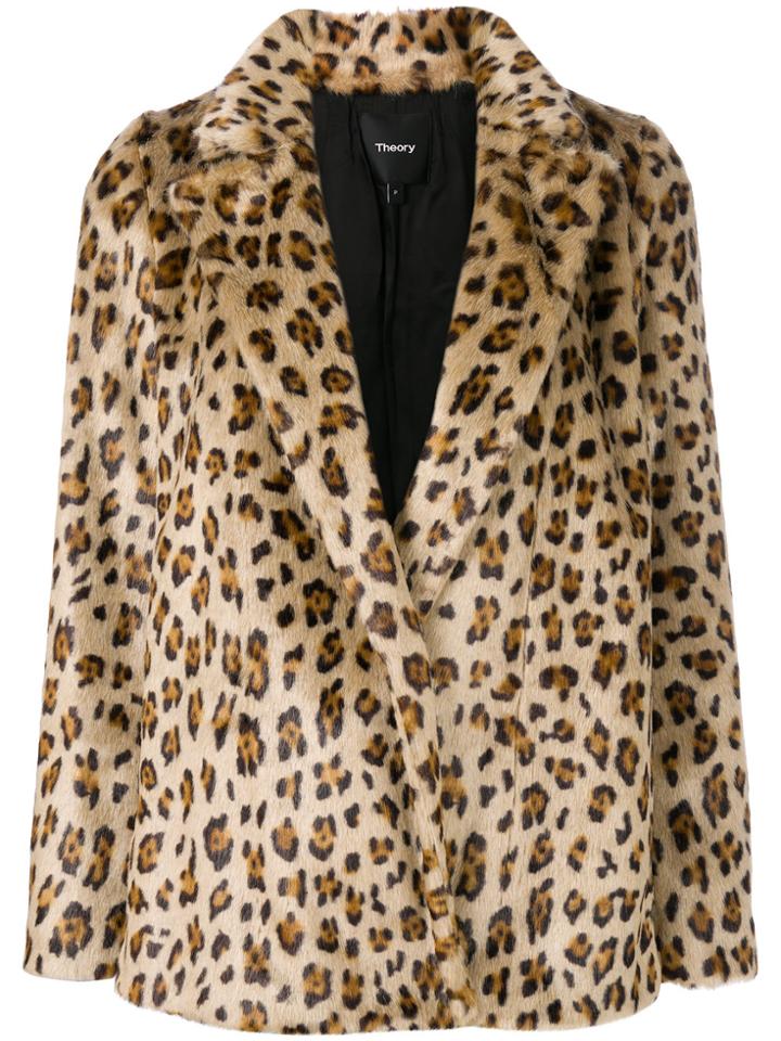 Theory Leopard Print A-line Jacket - Brown