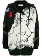 Valentino Embroidered Hooded Cardigan - Black