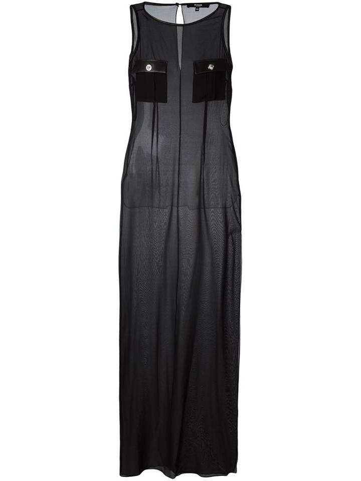 Versus Chest Pocket Dress, Women's, Size: 38, Black, Silk/sheep Skin/shearling/spandex/elastane/viscose