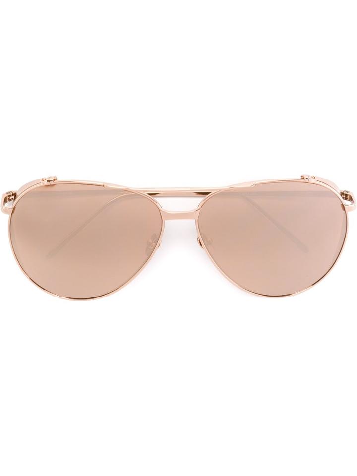 Linda Farrow '426' Aviator Sunglasses - Pink & Purple