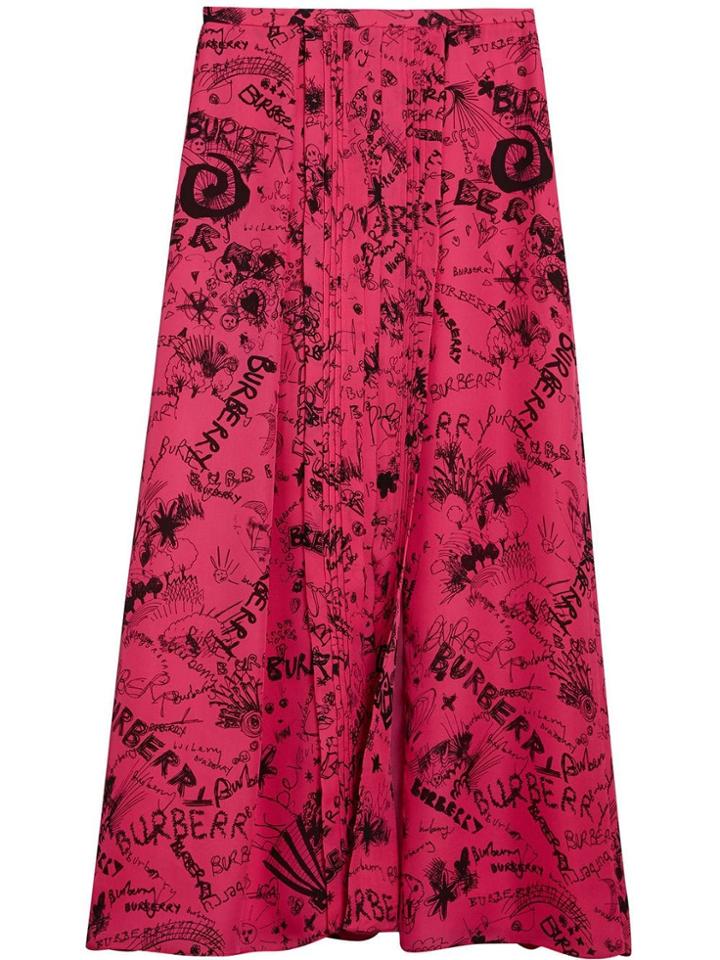 Burberry Doodle Print Skirt - Pink