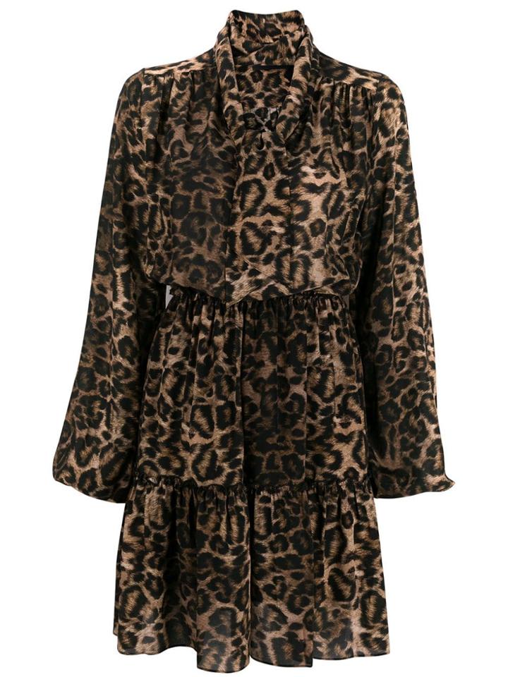 John Richmond Leopard Print Mini Dress - Brown