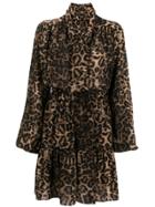 John Richmond Leopard Print Mini Dress - Brown