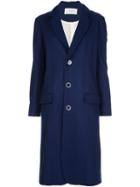 Julien David Single Breasted Coat, Women's, Size: Xs, Blue, Silk/wool/cotton