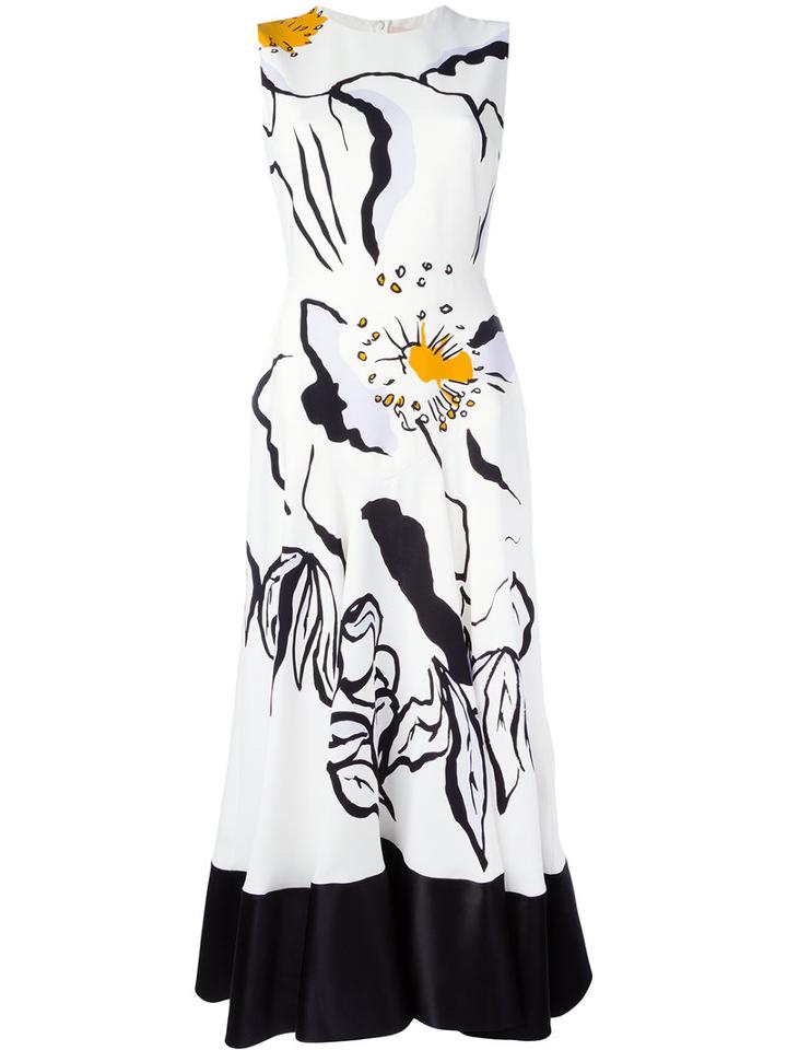 Roksanda Floral Shift Dress, Women's, Size: 12, White, Silk