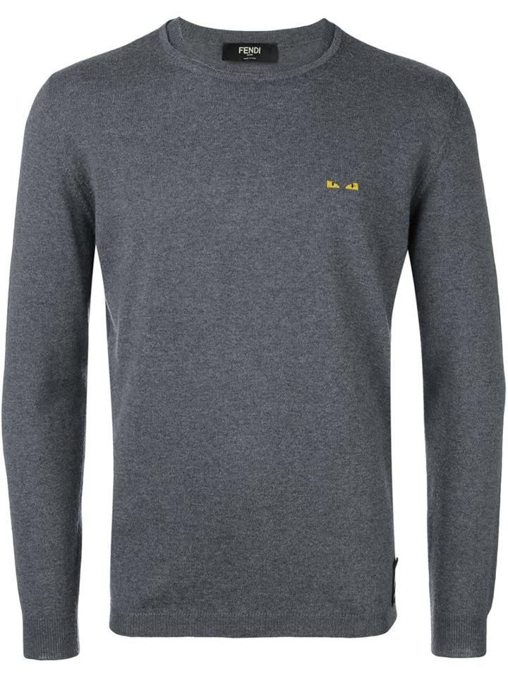 Fendi Bag Bugs Jumper, Men's, Size: 48, Grey, Wool